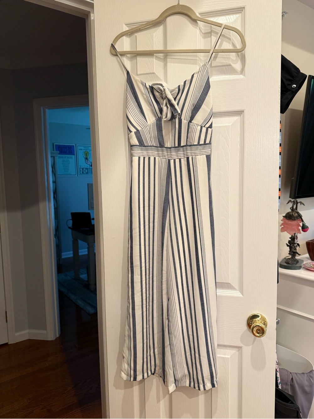 Japna Navy and White Striped Smocked Top